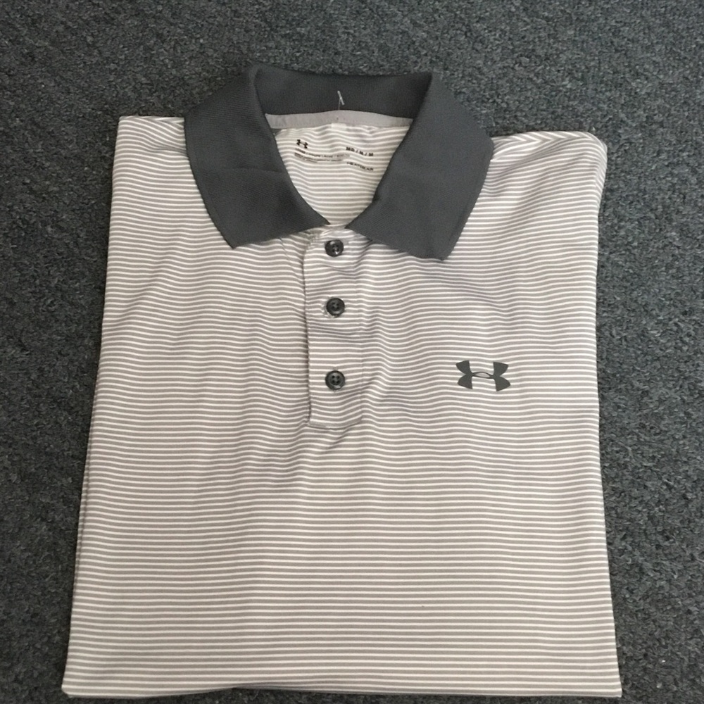 Under Armour Men's Light Gray & Charcoal Striped Polo